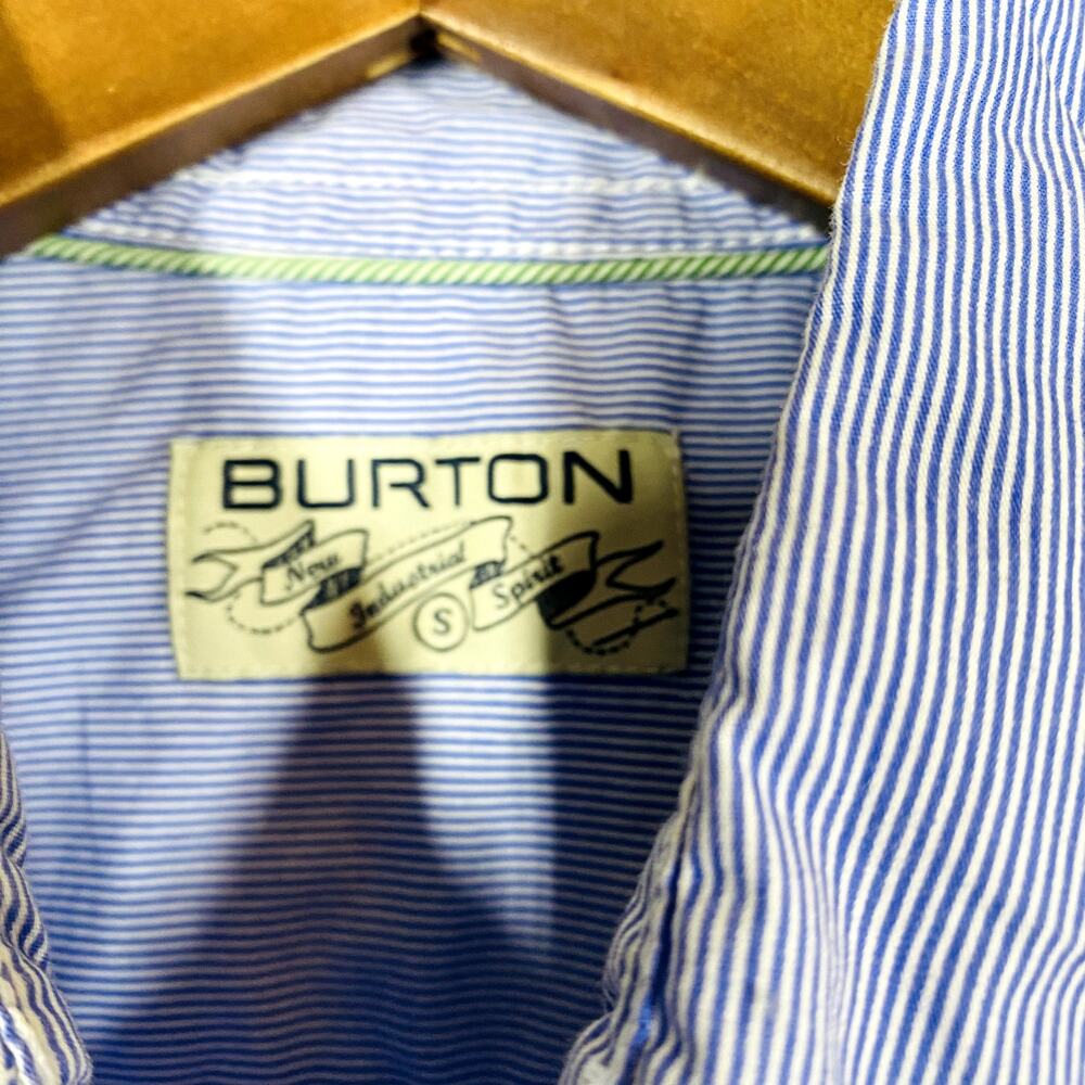 Burton Contrast Stitch Button Up Shirt Short Sleeve Stripe Casual Sport - S - Picture 3 of 4